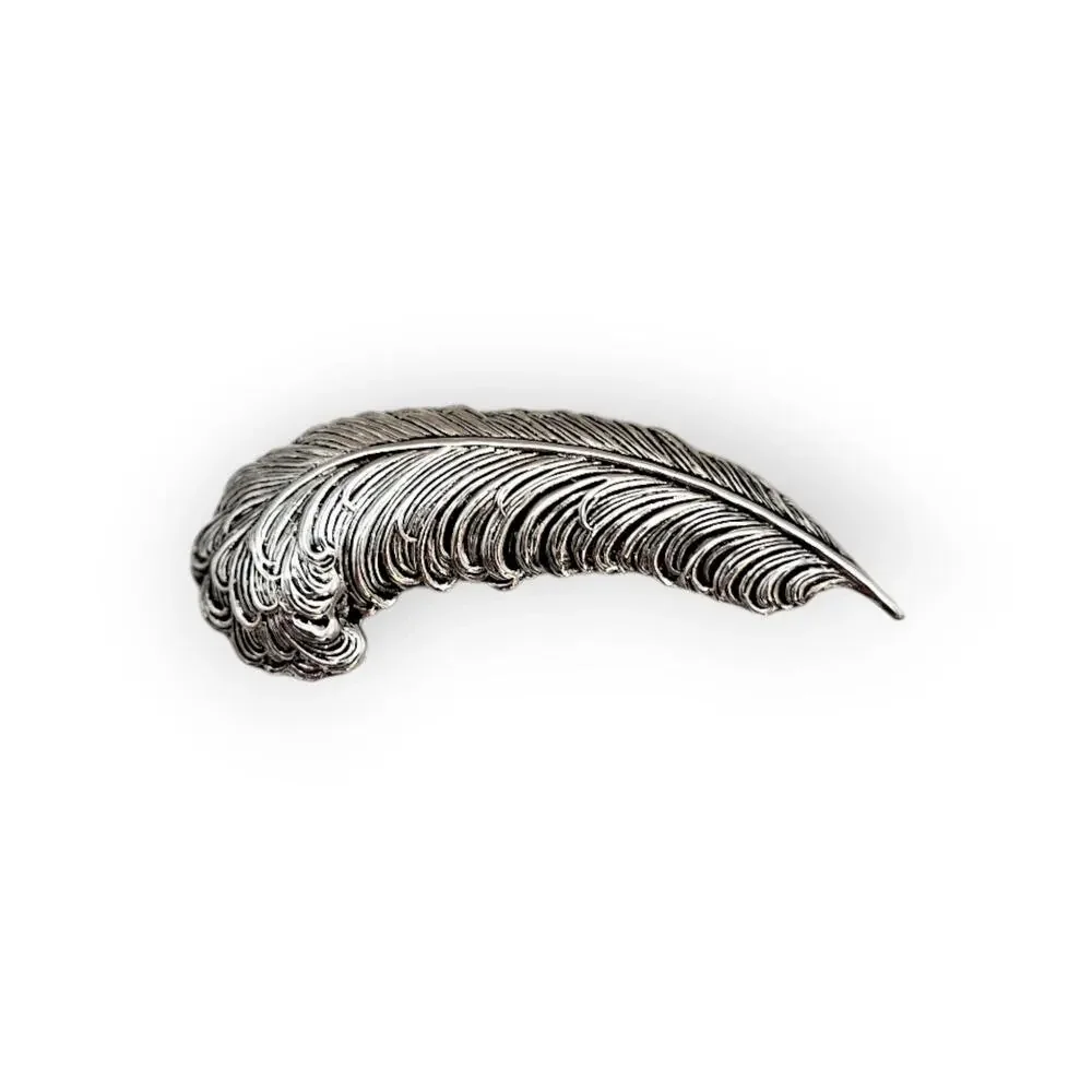 Sarah Coventry Silver-Tone Feather Vintage Brooch Elegant Textured Statement Pin